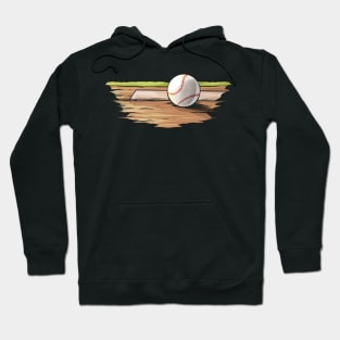 A Baseball Lies On The Field At The Base Hoodie